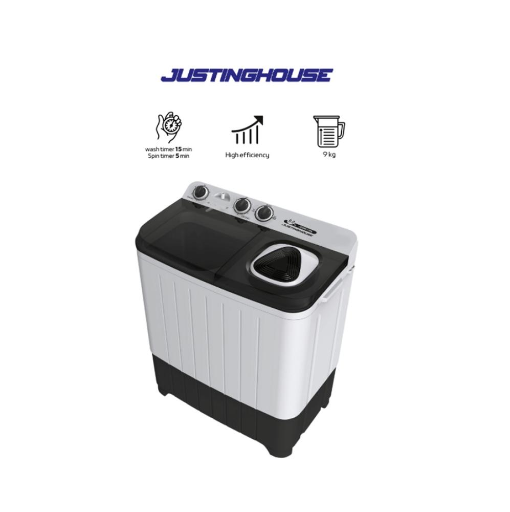 جستنق هاوس غسالة حوضين 9 كيلو ابيض JUSTNGHOUSE JSWM-1109