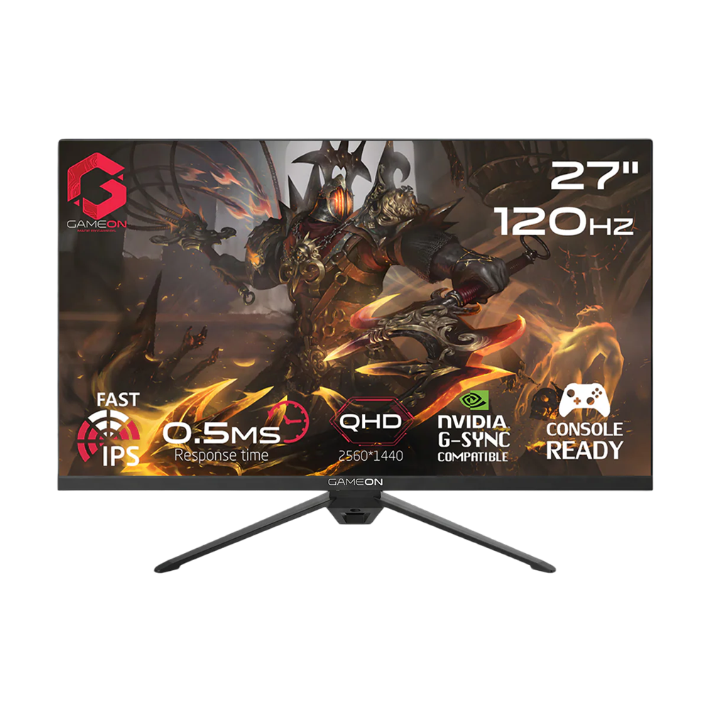 شاشة العاب احترافية جيم اون 27 بوصة 120 هيرتز 2.1 HDMI معدل تحديث 0.5MS لون اسود Gameon QHD GOES27QHD120IPS