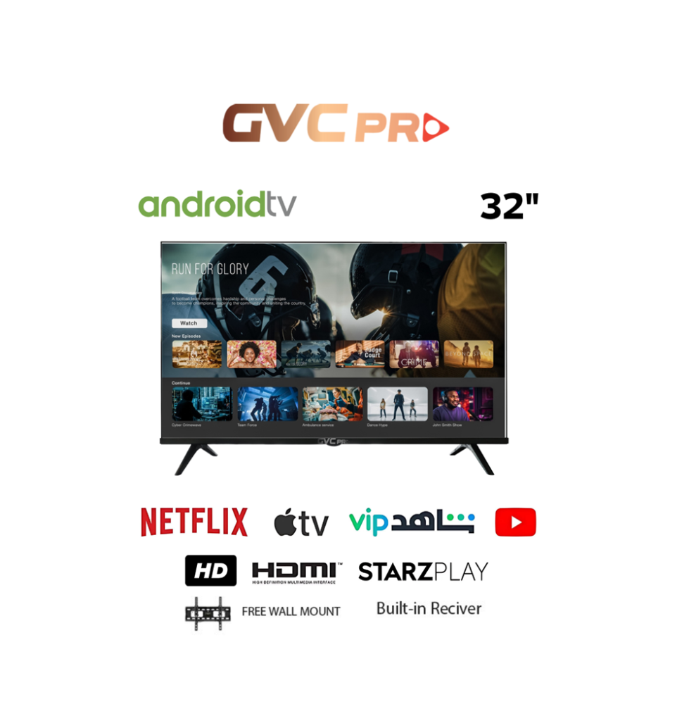 شاشة جي في سي برو سمارت 32 بوصة GVCPRO LD-32TVS HD Android TV