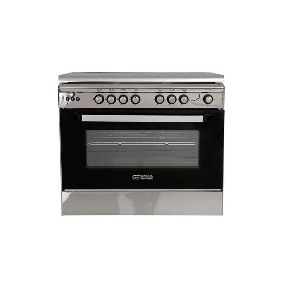 جنرال سوبريم فرن غاز 90*60 5 عيون امان كامل استيل General Supreme GS9650FS