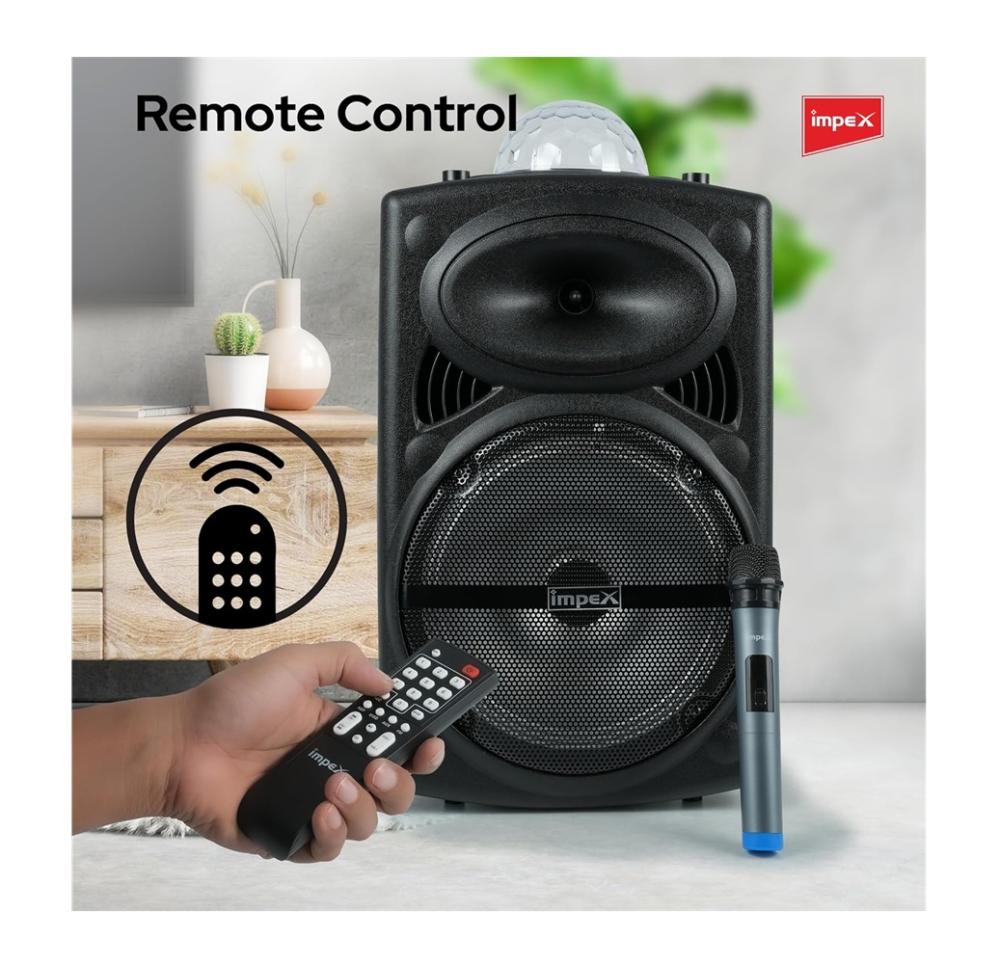 مكبر صوت امبكس 12 بوصة ترولي بلوتوث 800 واط قابل للشحن مع ريموت ومايكروفون Impex Portable Bluetooth Speaker TS81