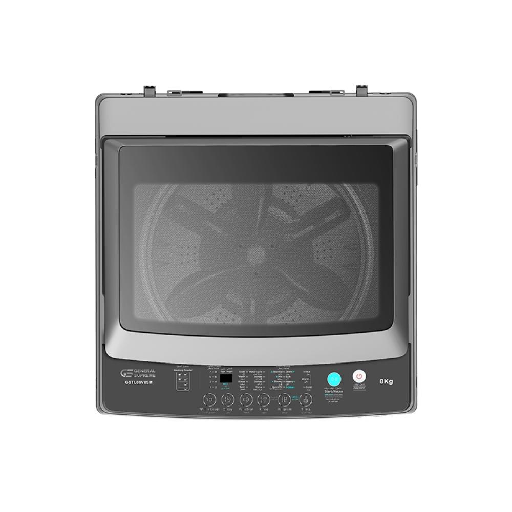 غسالة ملابس جنرال سوبريم اوتوماتيك فتحة علوية 8 كج فضي غامق General Supreme Top Load Washing Machine GSTL08V8SM