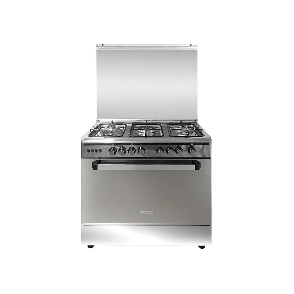 جنرال سوبريم فرن غاز مقاس 80*60 سم 5 عيون غاز امان كامل استيل General Supreme GS8650FS