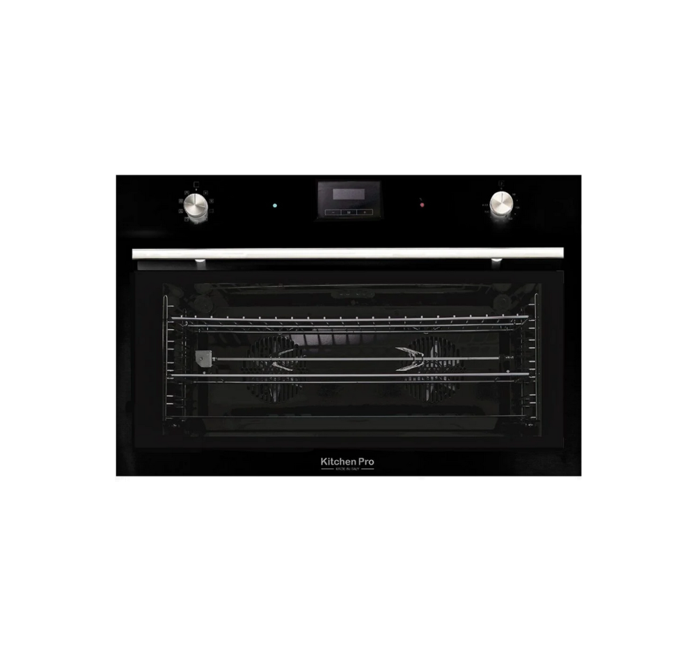 كيتشن برو فرن كهرباء بلت ان 90 سم 9 وظائف 2 مروحة توزيع ديجتال اسود إيطالي - Kitchen Pro KP908B/EL