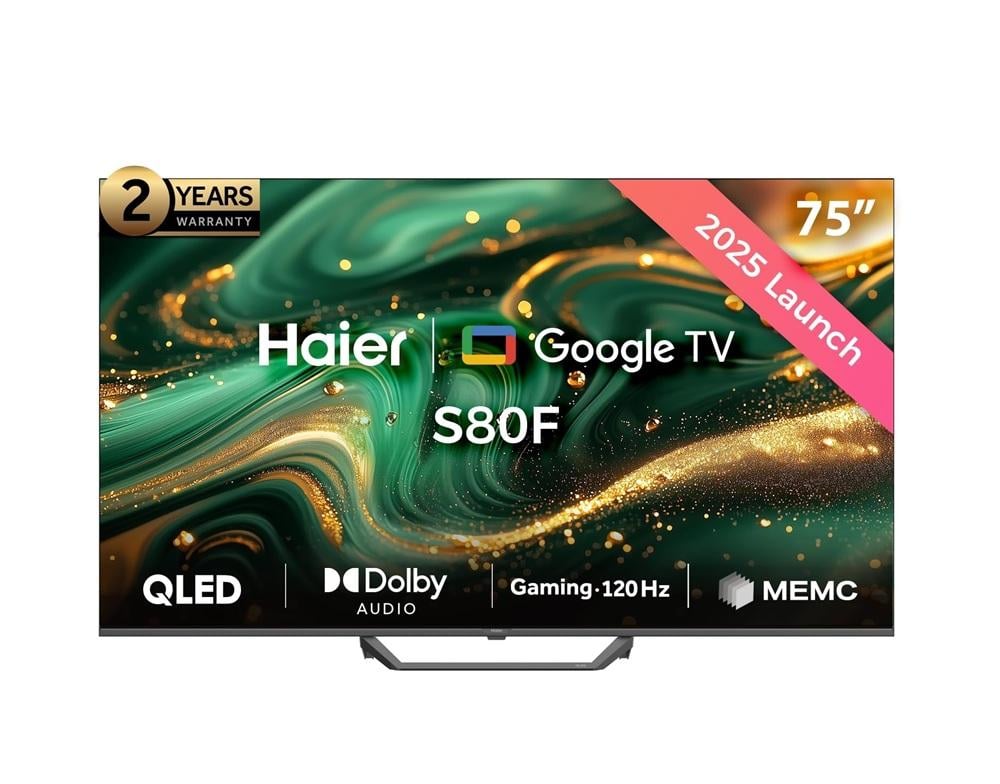 شاشة هاير سمارت 75 بوصة كيوليد 120 هيرتز جوجل تي في Haier QLED Smart Google TV H75S80FUX