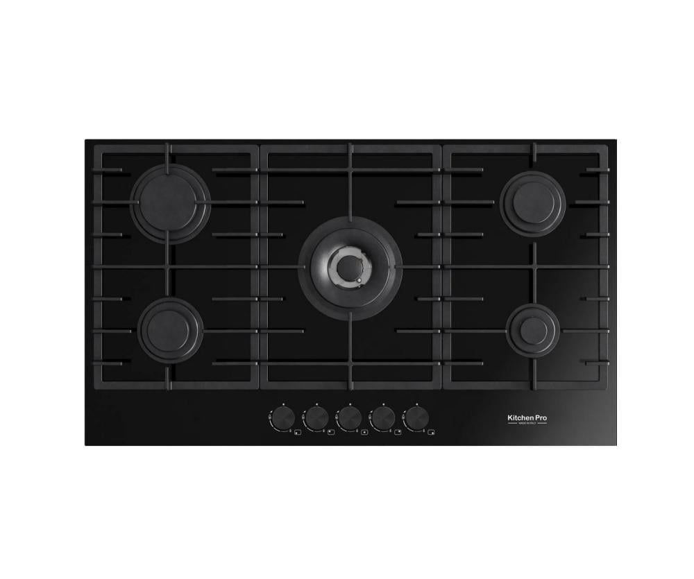 سطح بلت ان كيتشين برو 5 عيون غاز كريستال اسود ثقيل 90 سم ايطالي KITCHEN Pro Surface built-in KP911/GAM