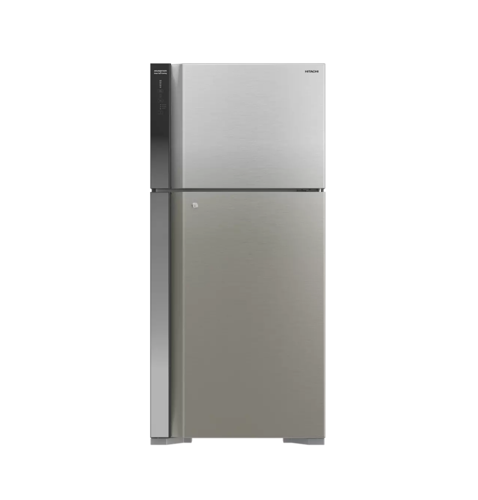 هيتاشي ثلاجة بابين بفريزر علوي 19.4 قدم 550 لتر انفرتر ستيل Hitachi R-V700PS7K-1BSL