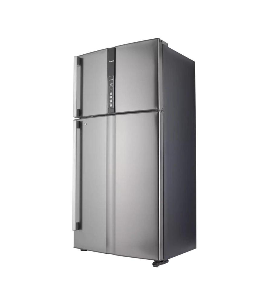 هيتاشي ثلاجة بابين بفريزر علوي 21.2 قدم 600 لتر انفرتر ستيل Hitachi R-V805PS1KV-1BSL