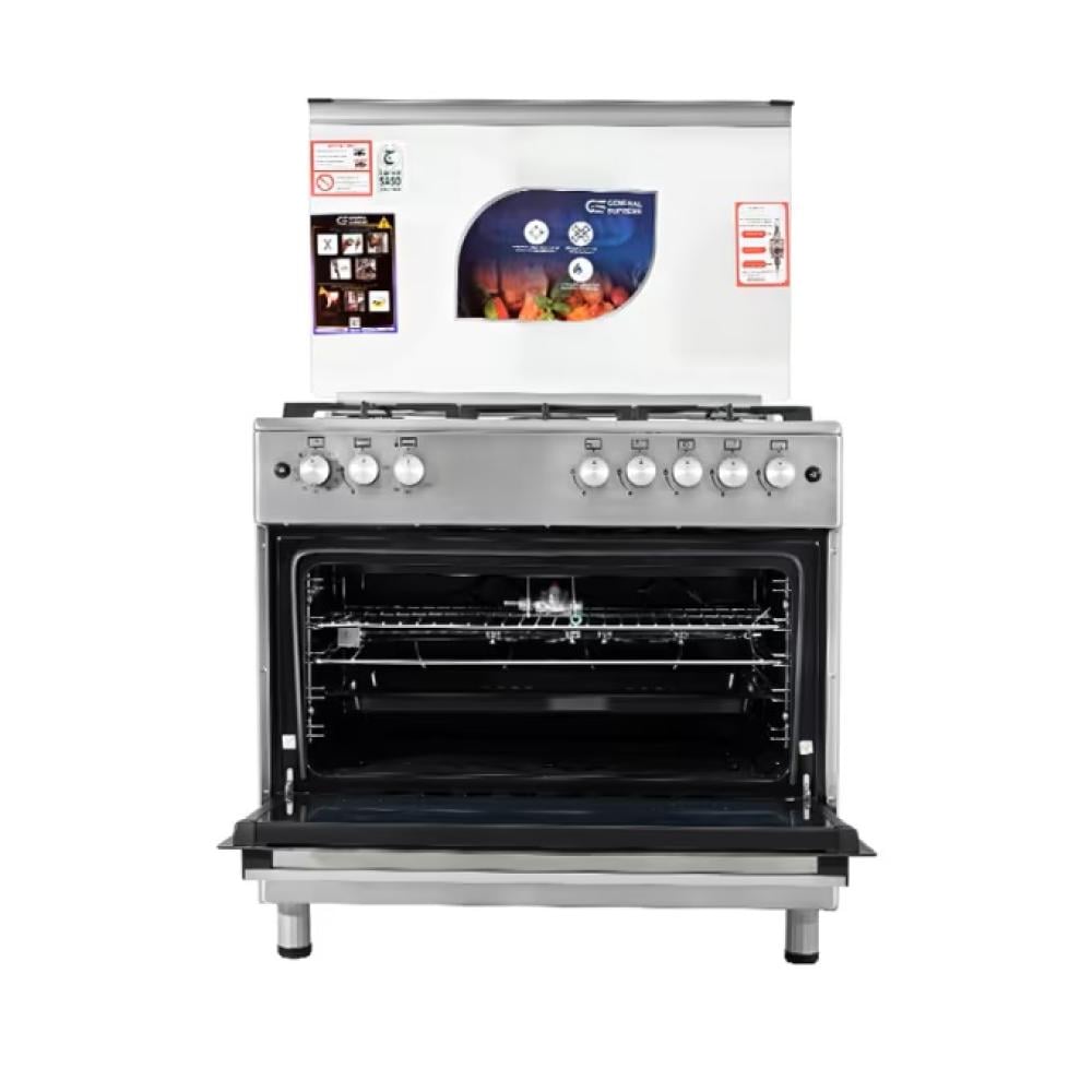 جنرال سوبريم فرن غاز مقاس 90*60 سم 5 عيون ستيل تركي General Supreme GSF9S50G2-VI