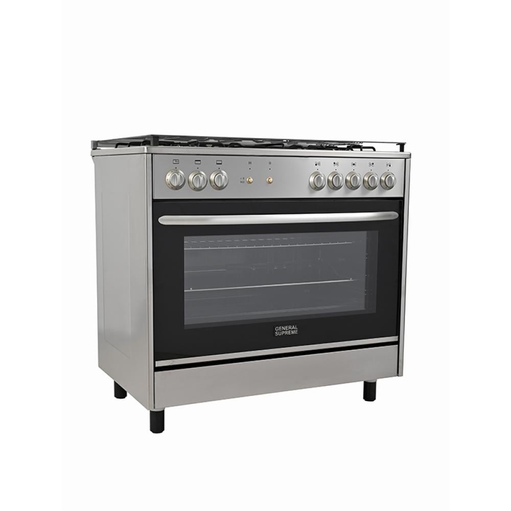 موقد طبخ غاز جنرال سوبريم , مقاس 90*60 سم, 5 شعلات غاز ,شواية , امان كامل ، ستيل ، ايطالي GS-96X