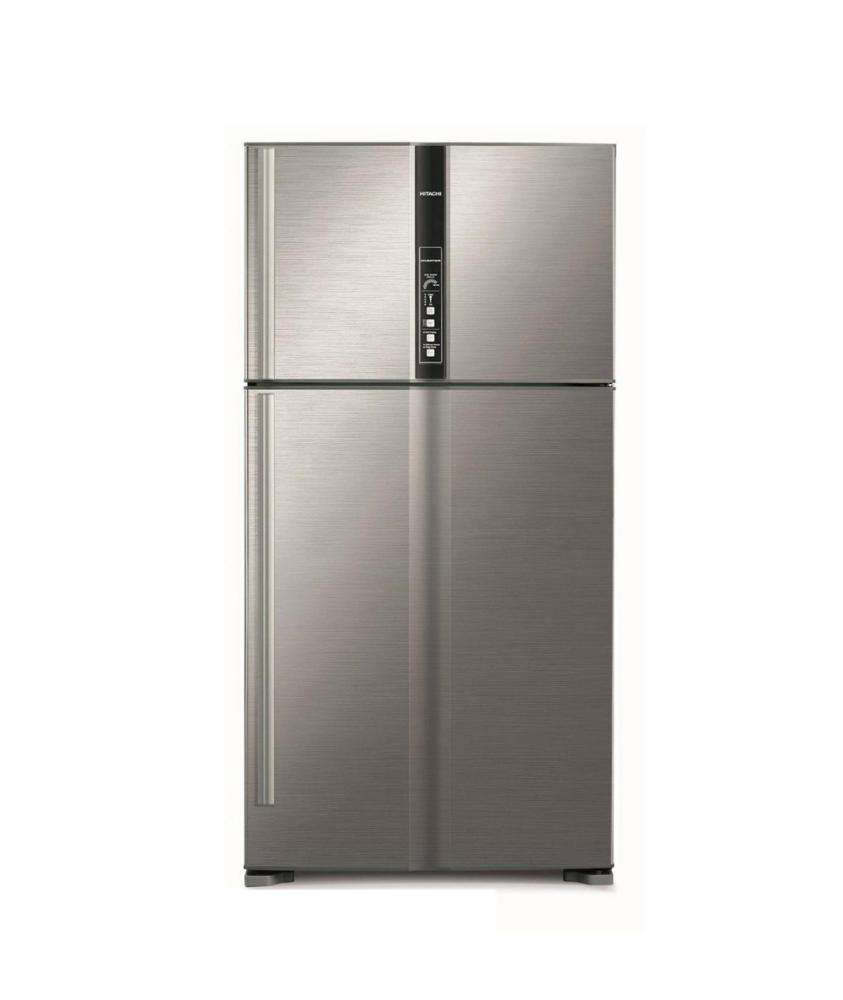 هيتاشي ثلاجة بابين بفريزر علوي 21.2 قدم 600 لتر انفرتر ستيل Hitachi R-V805PS1KV-1BSL
