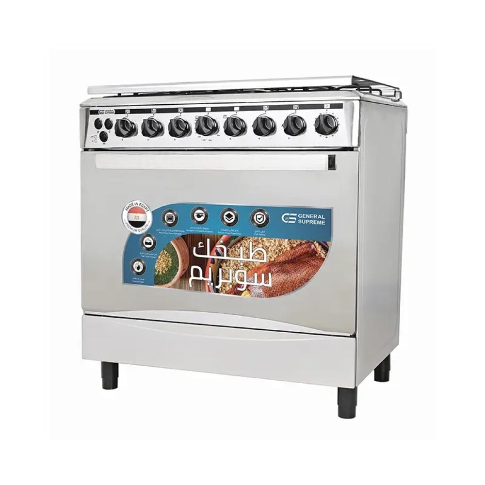 جنرال سوبريم فرن غاز 5 عيون 55*80 سم استيل اشعال ذاتى General Supreme GS8055FNGS