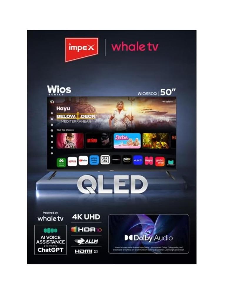 شاشة ويل سمارت 50 بوصة كيوليد 60 هيرتز رسيفر داخلي WHALE TV Smart QLED 50 Inch WIOS50