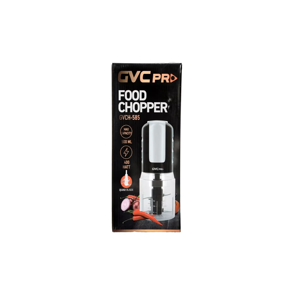 قطاعة بصل جي في سي برو 400 واط 0.5 لتر شفرتين اسود GVC Pro Food Chopper GVCH-585