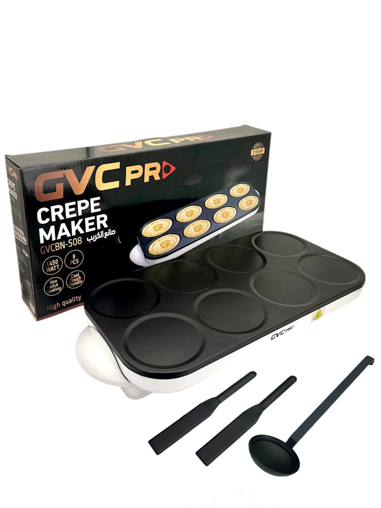 صانعه كريب جي في سي برو 8 عيون 1450 واط GVC Pro Crepe Maker GVCBN-508