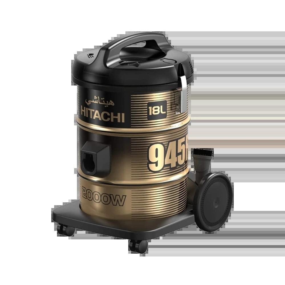 هيتاشي مكنسة برميل 2000 واط 18 لتر اسود / ذهبي Hitachi Vaccum Cleaner CV-945FBK