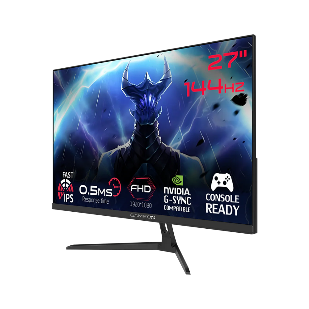 شاشة العاب احترافية جيم اون 27 بوصة 144 هيرتز 2.1 HDMI معدل تحديث 0.5MS لون اسود Gameon FHD1080P GOES27FHD144IPS