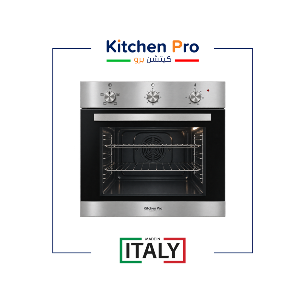كيتشن برو فرن كهرباء بلت ان 60 سم 4 وظائف استيل إيطالي - Kitchen Pro KP604/EL-M