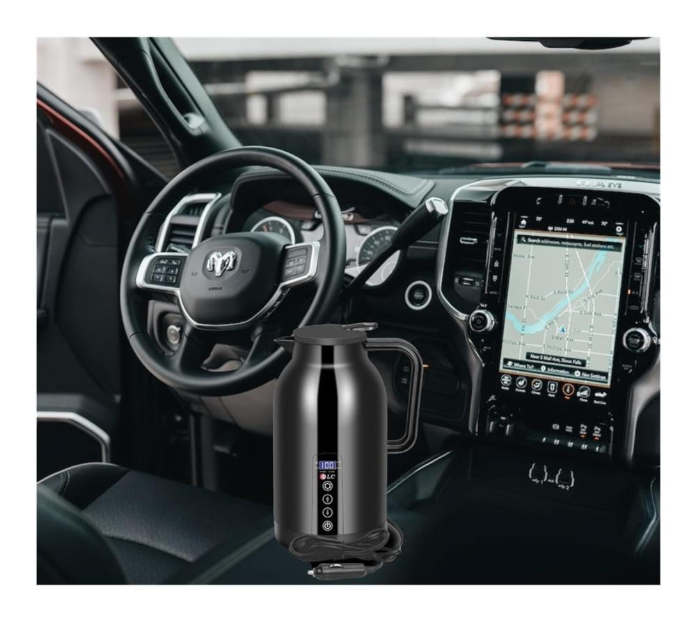 غلاية سيارة كهربائية دي ال سي 100 واط 1300 مل لون اسود ديجيتال DLC Car Electric Kettle DLC-2254