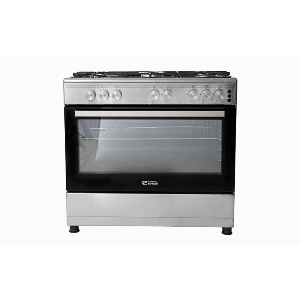 جنرال سوبريم فرن غاز 60*90 سم 5 عيون زهر امان كامل إستيل General Supreme GS9060FGX