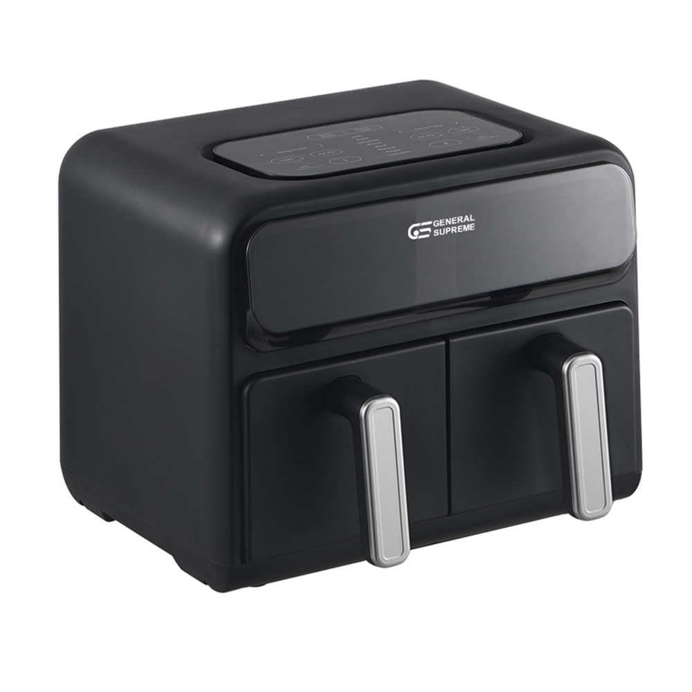 قلاية هوائية جنرال سوبريم مزدوجة 8 لتر 2400 واط لون اسود General Supreme Air Fryer GSAF8BM