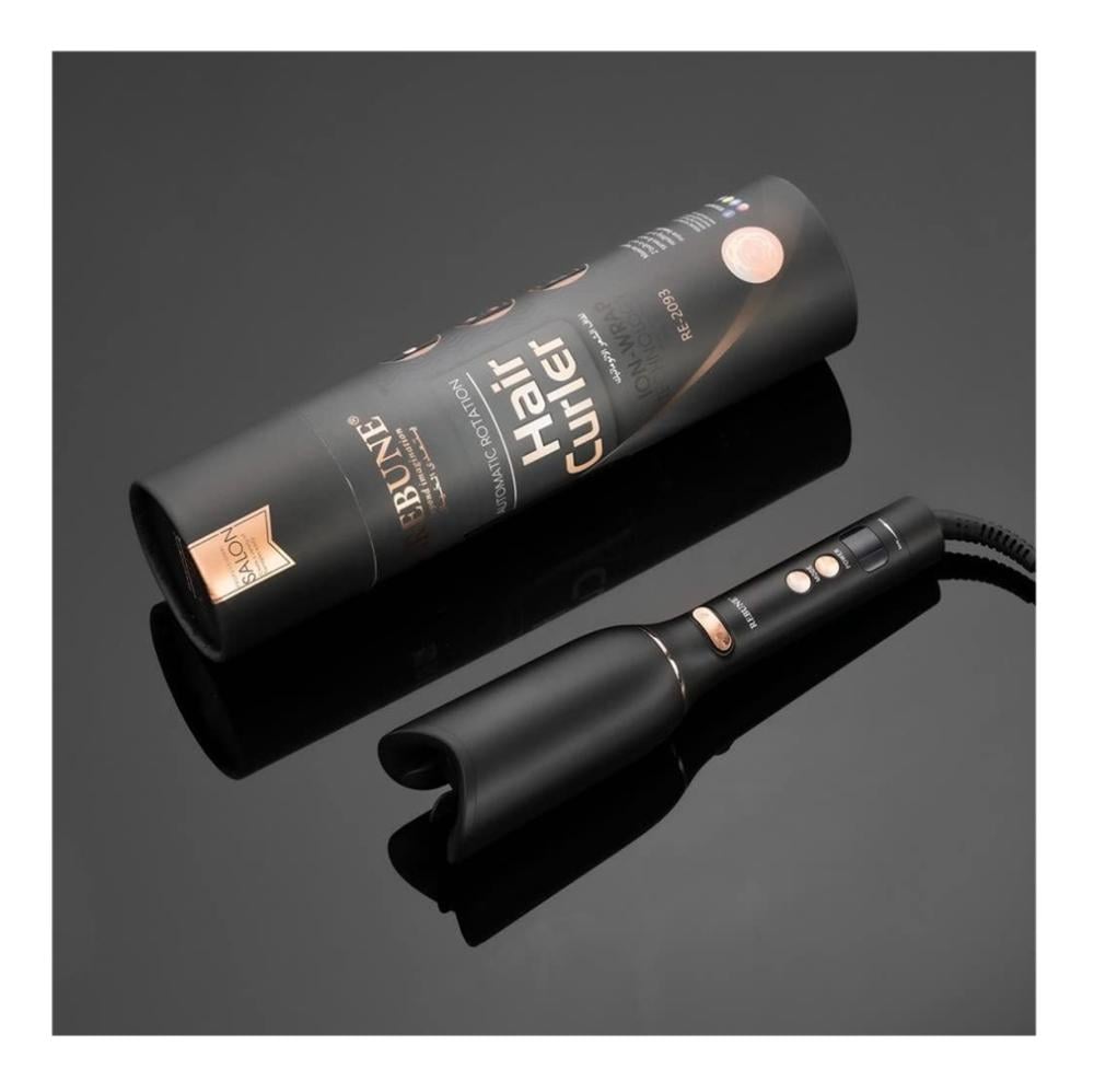مموج الشعر الذاتي ريبون 25 واط مع تحكم بدرجة الحرارة واتجاه اللف لون اسود Rebune Hair Curler RE-2093