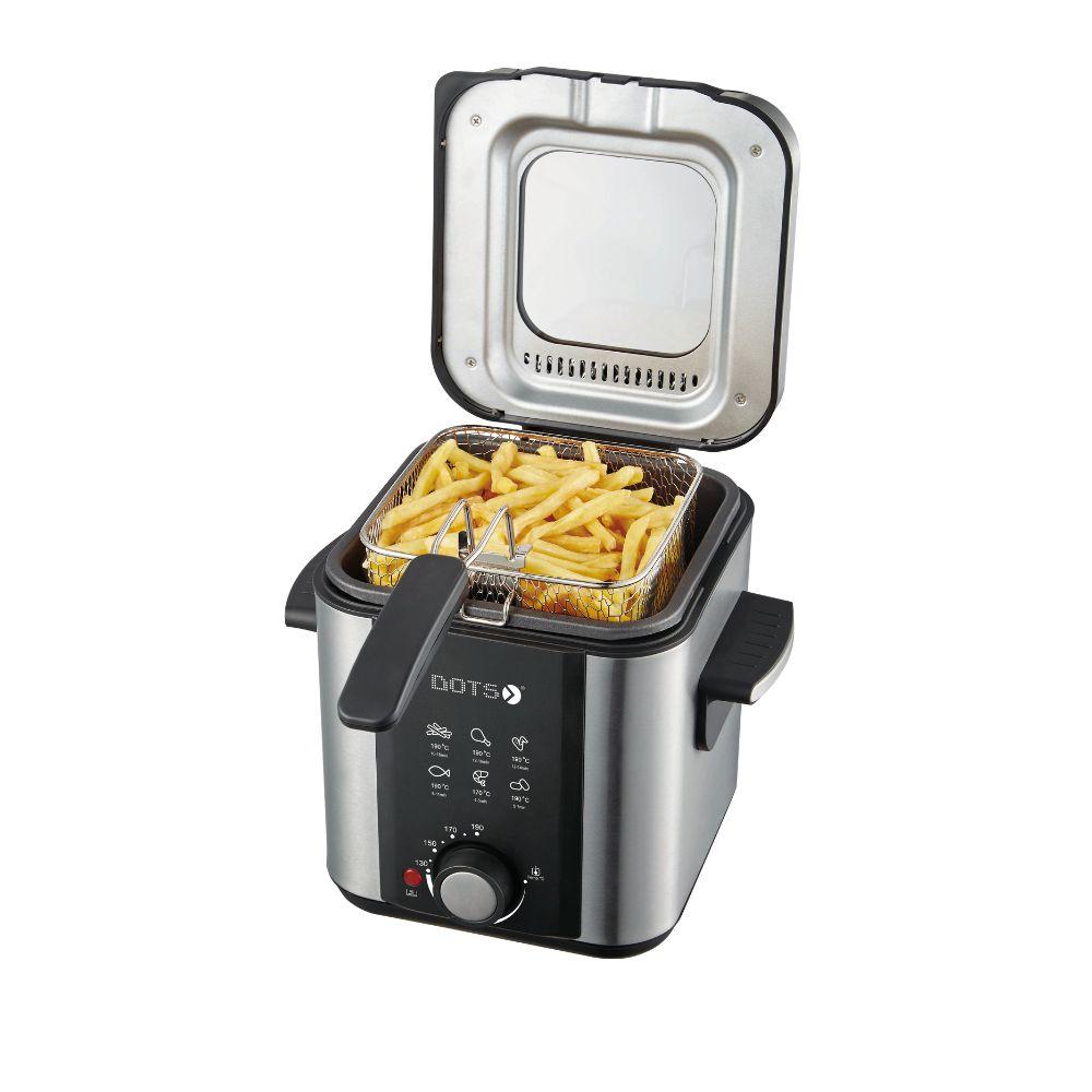 قلاية زيت دوتس 1.5 لتر 900 واط لون اسود / فضي Dots Deep Fryer CFD1011S2