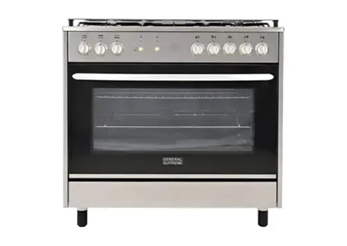 فرن غاز جنرال سوبريم ,  مقاس 90*60 سم, 5 شعلات غاز ,شواية , امان كامل ، ستيل ، ايطالي ,  GS-96X