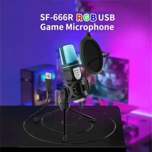 ميكروفون USB RGB Microfone مكثف سلك ميكروفون لتسجي...