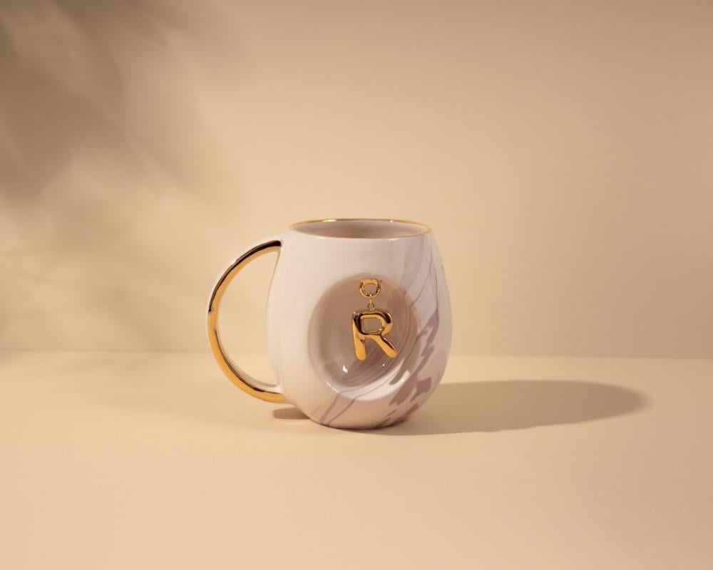 كوب رخامي وردي