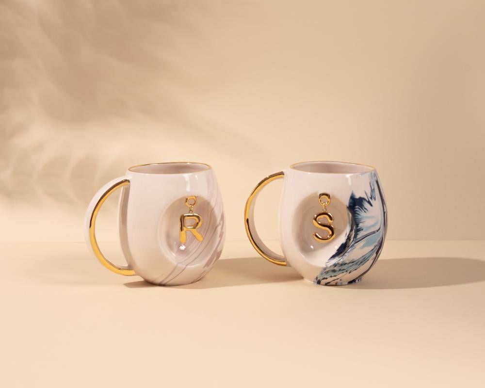 كوب رخامي وردي