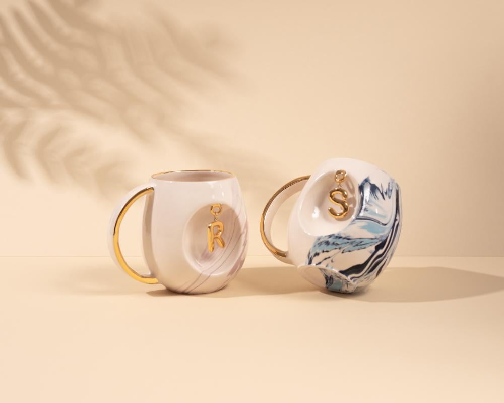 كوب رخامي وردي