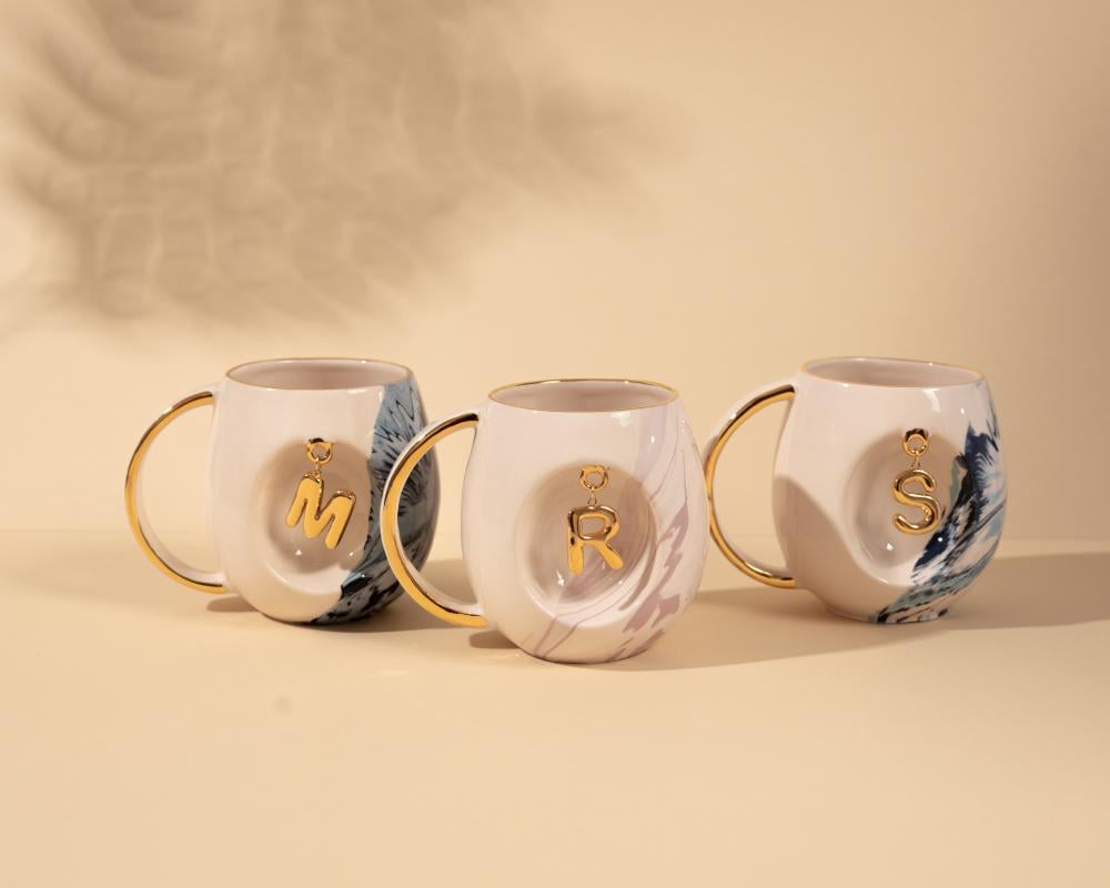 كوب رخامي وردي