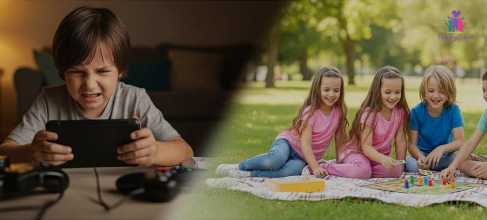 تأثير الألعاب الإلكترونية على مهارات الطفل الاجتماعية والألعاب التعليمية ودور THINKY TOWN في دعم التعلم التفاعلي