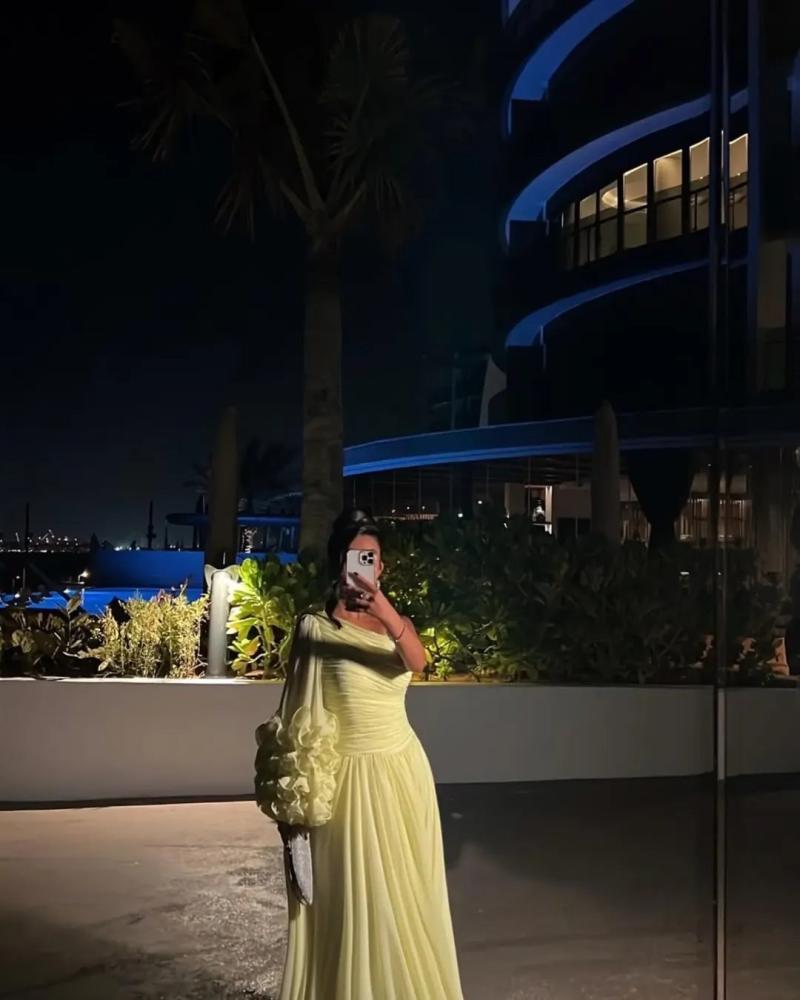 فستان سهرة شيفون اصفر