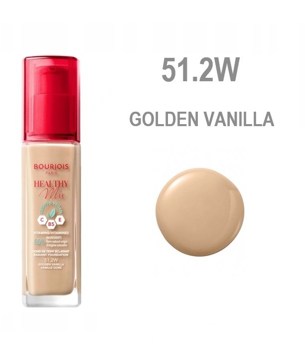 كريم أساس هيلثي ميكس نظيف ونباتي 51.2w عاجي فاتح من بورجوا 30 مل