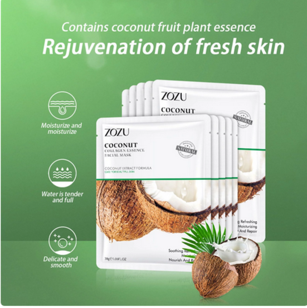 قناع الوجه بخلاصة جوز الهند والكولاجين لترطيب البشرة وتغذيتها 1+1