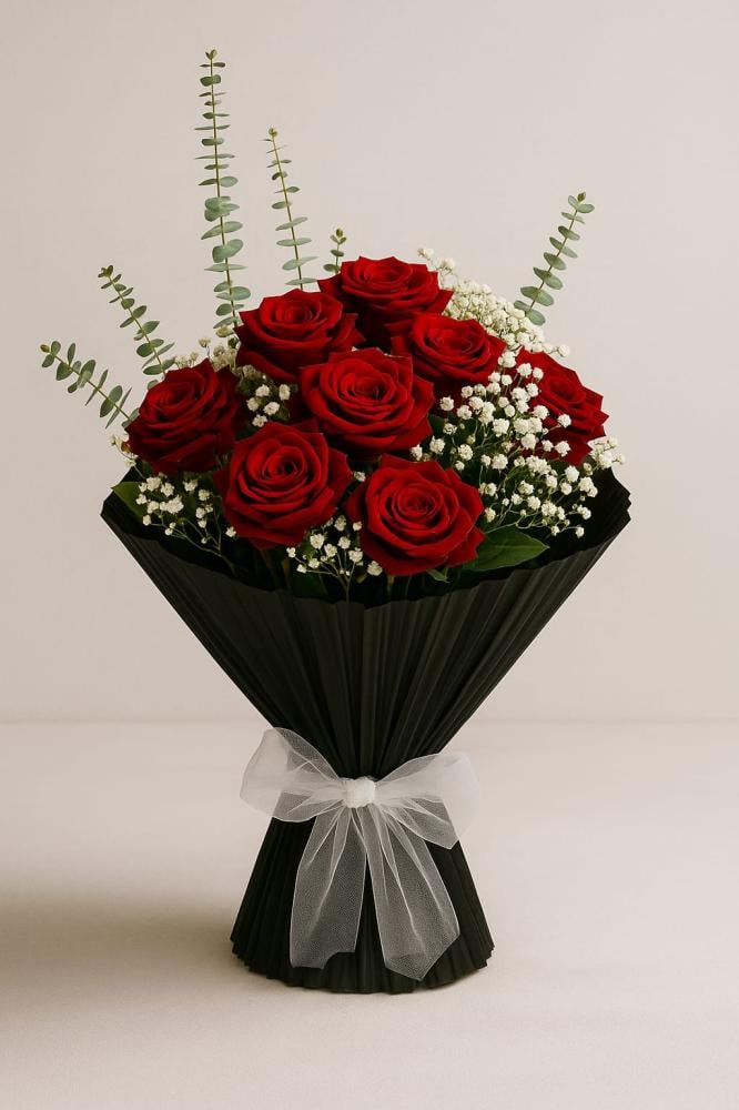 باقة ورد أحمر طبيعي