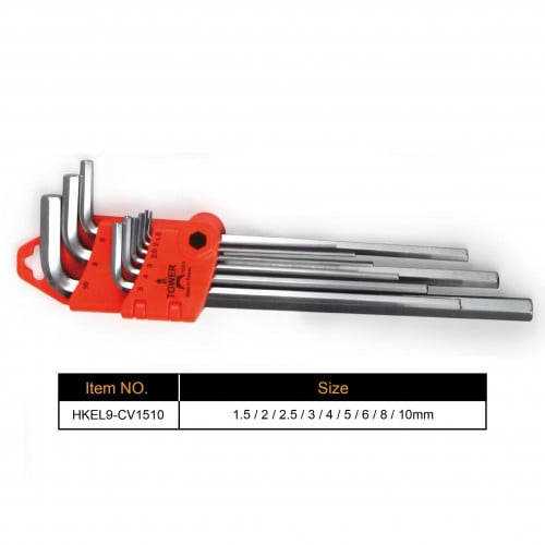 طقم مفاتيح ألنكي 9 قطع سداسي طويل تايواني