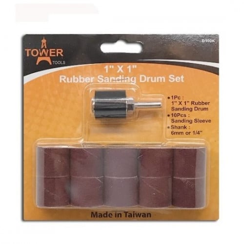 Rubber Sanding Drum Set ( 1" * 1" ) TOWER-D100K