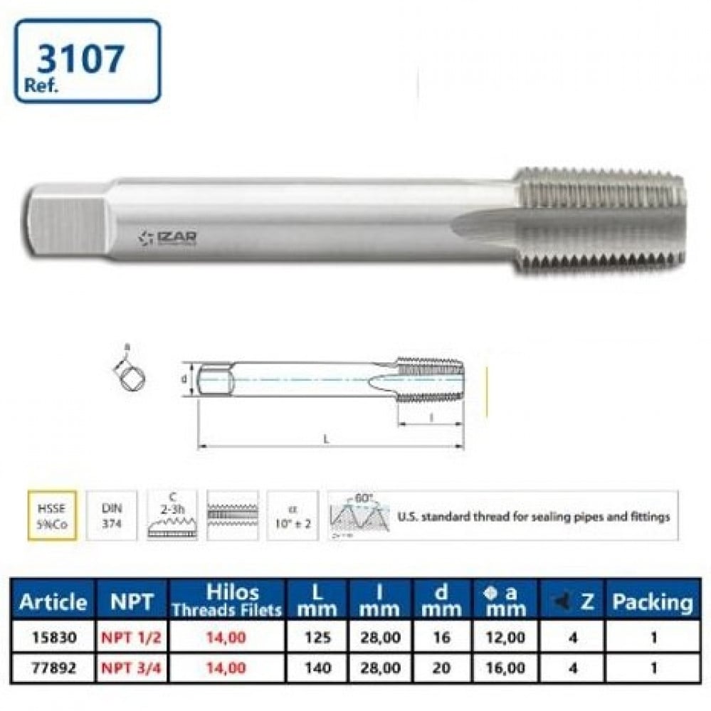 ذكر قلووظ NPT اسباني IZAR-3107