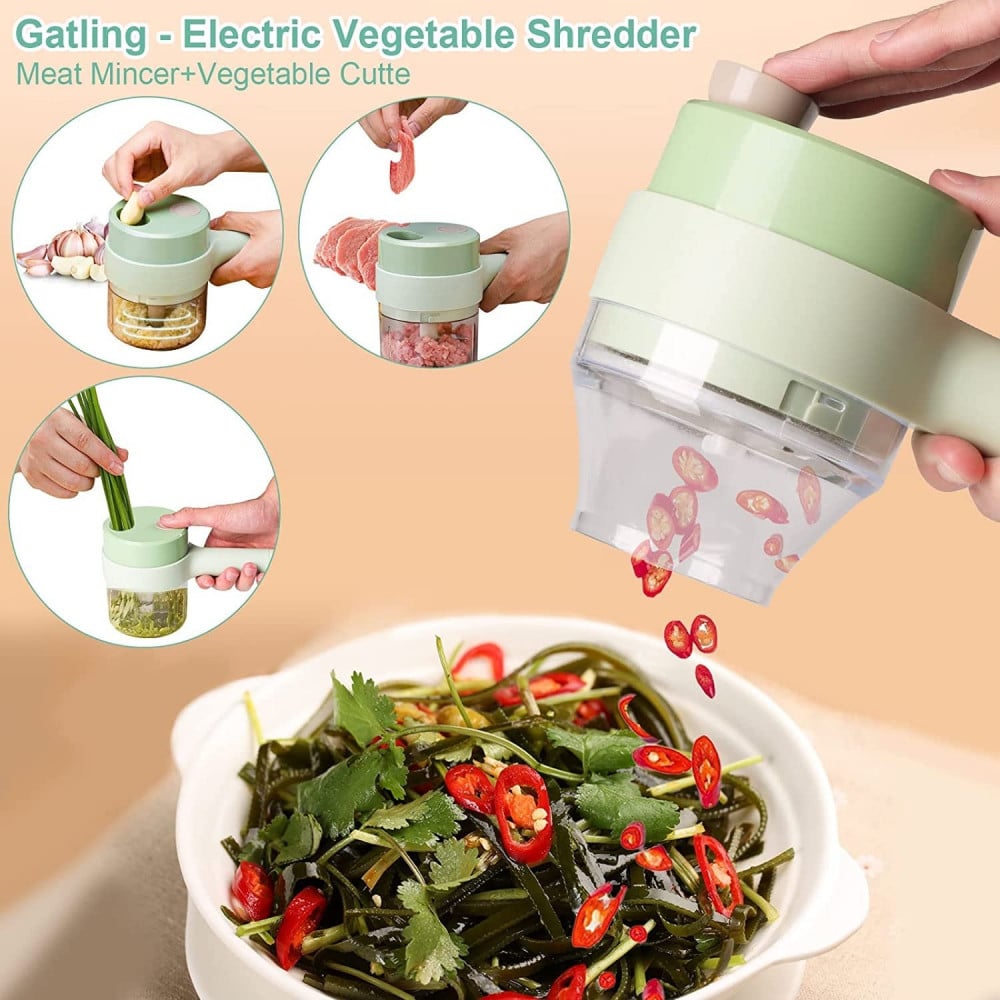 4 in 1 Handheld Electric Vegetable Cutter Set Multifunctional Hand Held  Food Processor Portable Wireless Vegetable Chopper Slice