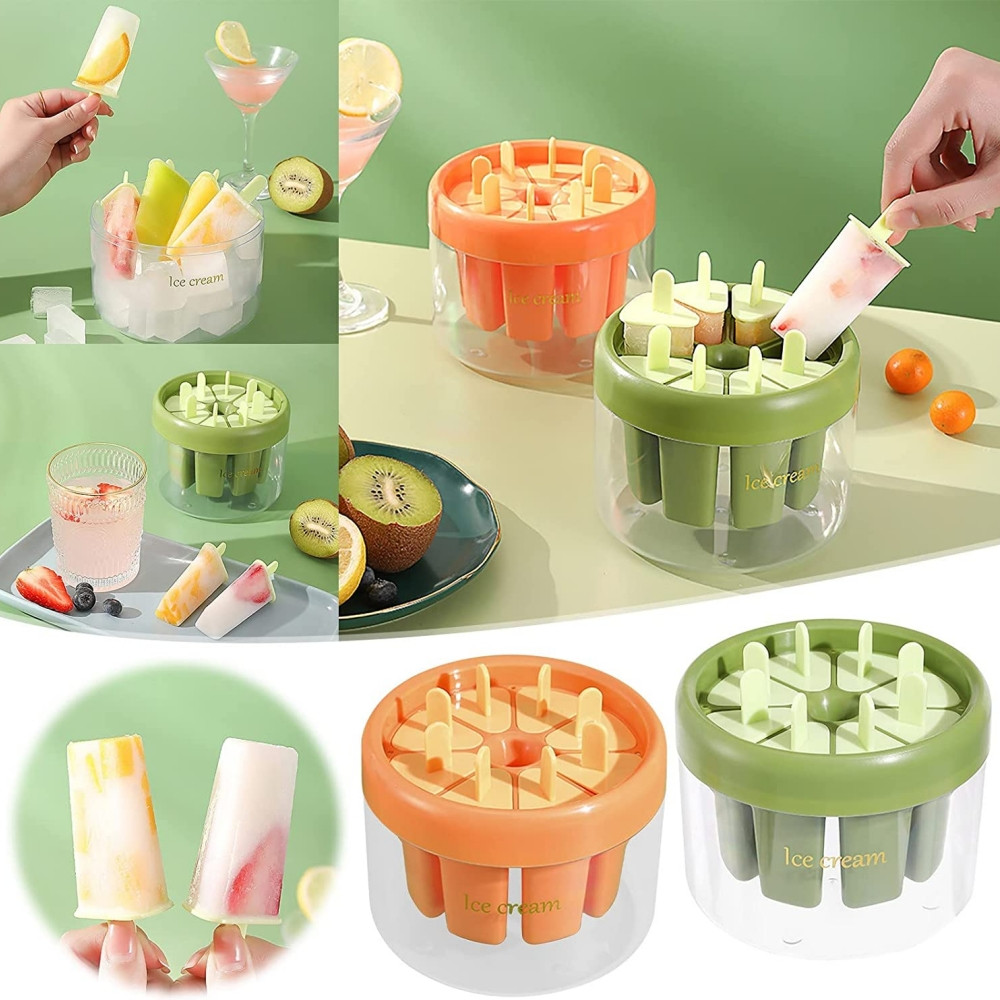 8 Grid Ice Cream Mold Popsicle Maker Round Shape Ice Cream Molds