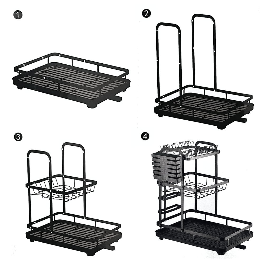 1pc Foldable X-shaped Dish Drying Rack With Detachable Tray, Kitchen  Organizer For Dishes And Bowls, Easy To Assemble - Black