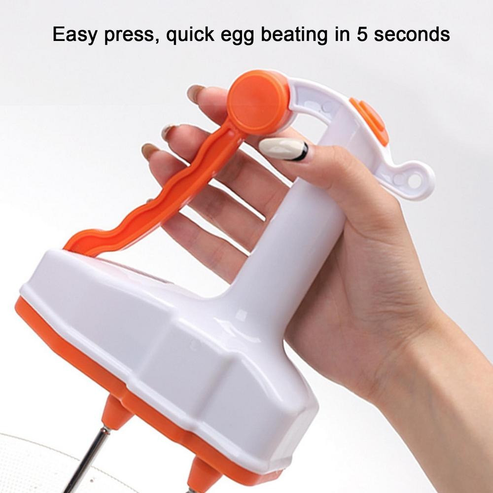 Semi-Automatic Stainless Steel Egg Whisk - Easy Hand Push Egg