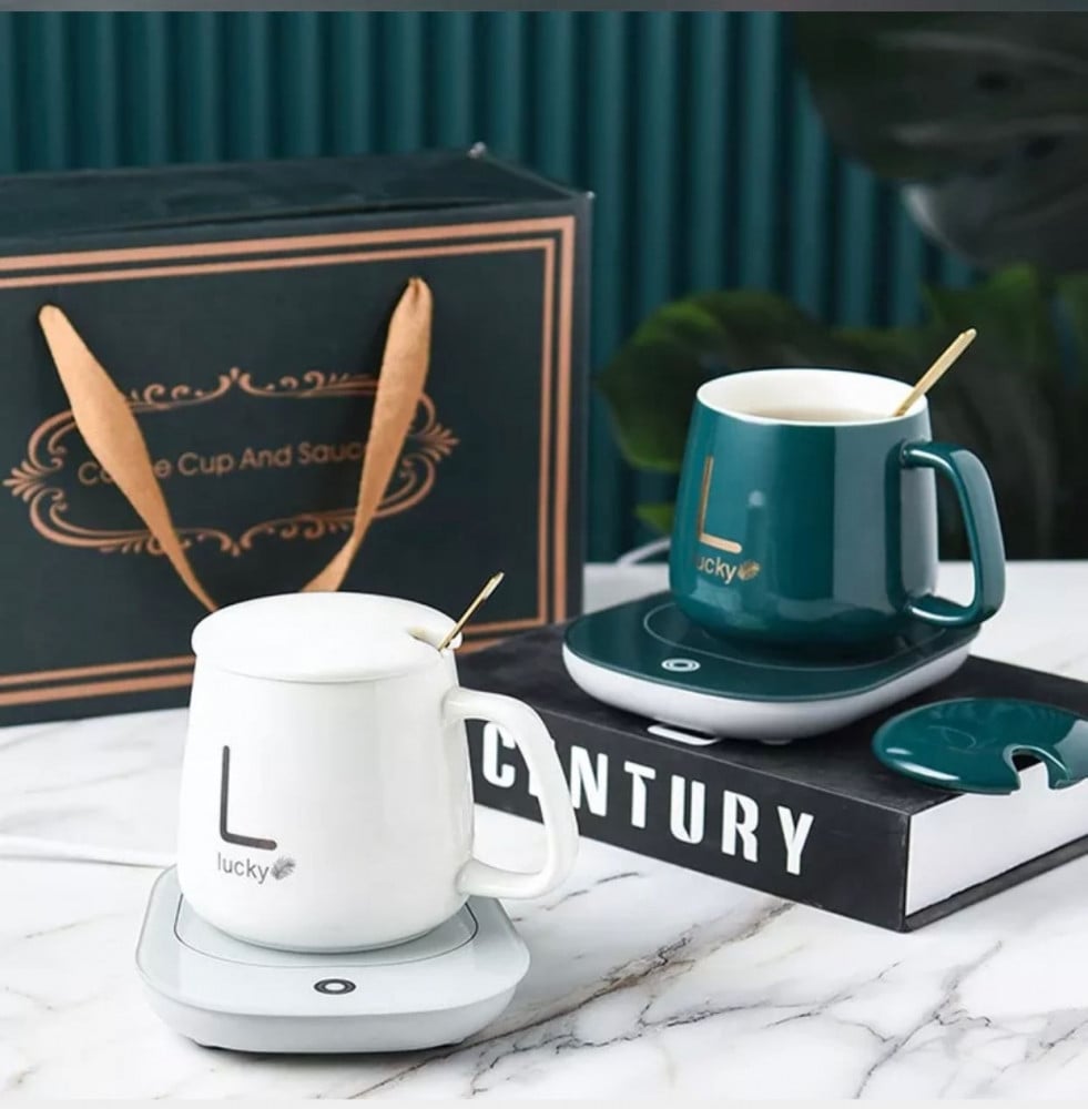 Coffee Mug With Electric Thermal Cup Base USB Color - متجر اختياري
