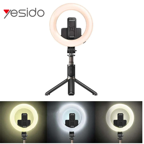 Yesido - ستاند تصوير وعصا سيلفي لاسلكي مع رينق لاي...