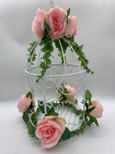 قفص ابيض بمزين  بورد وردي