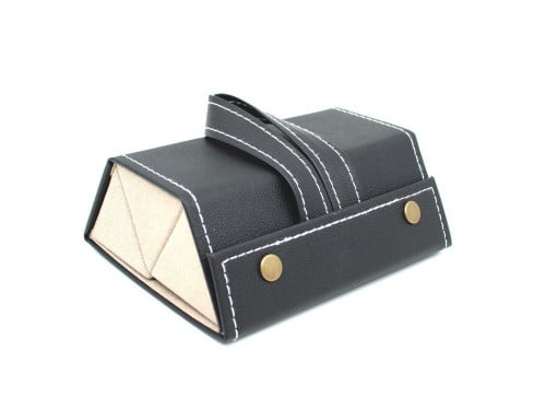 حافظة نظارات جلد ثلاثية أسود