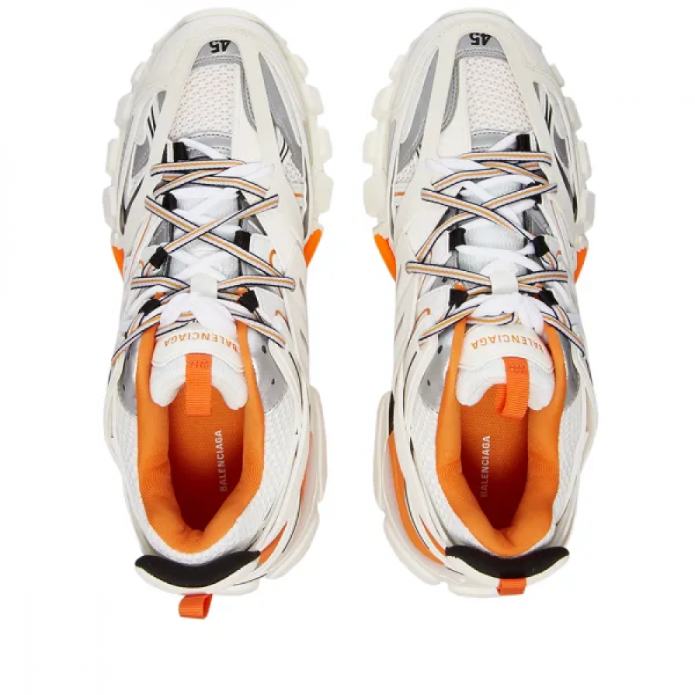 Balenciaga  White  Orange Leather Track Sneaker  VSP Consignment